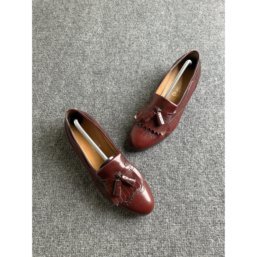 Men's Salvatore Ferragamo Burgundy Leather Tassel Loafers, Size US 11.5 D